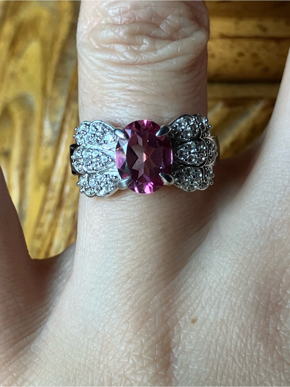 Pink Topaz Sterling Silver Ring Size 5.75